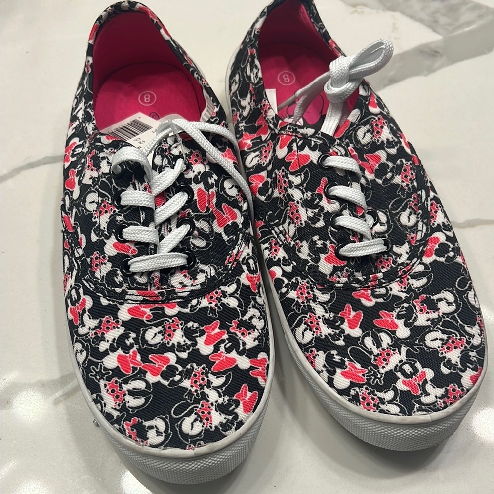 Minnie Mouse Patterned Sneakers with Pink Accents